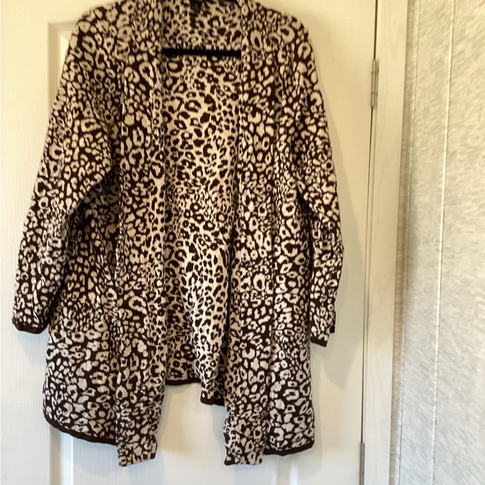 Style & Co. Black and Cream Animal Print Cardigan